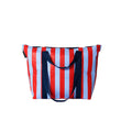 Load image into Gallery viewer, Red Blue Stripe Zip Medium Tote