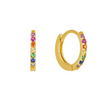 Load image into Gallery viewer, RAINBOW CUBIC ZIRCONIA PAVÈ HUGGIES EARRINGS