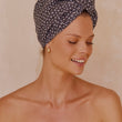 Load image into Gallery viewer, Riva Hair Towel Wrap in French Navy Polka Dot