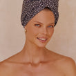 Load image into Gallery viewer, Riva Hair Towel Wrap in French Navy Polka Dot