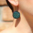 Load image into Gallery viewer, Peacock Green Handmade Ceramic Drop Earrings