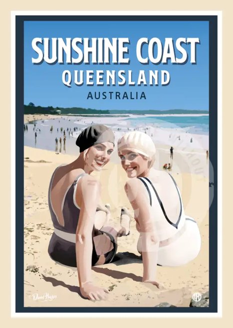 Noosa Beach Belles - Retro Poster