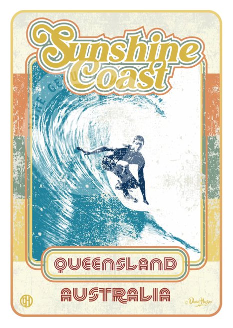 Sunshine Coast Surf - Retro Poster