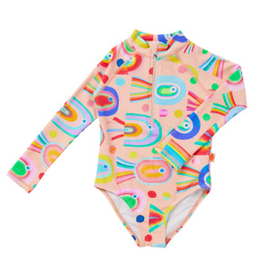 Long Sleeve Zip Bather Fancy Fins