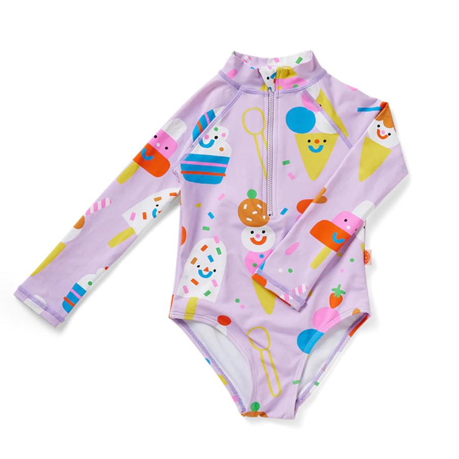 Long Sleeve Zip Bather Sundae Fun Day