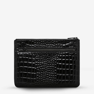 New Day - Black Croc Emboss Leather Wallet