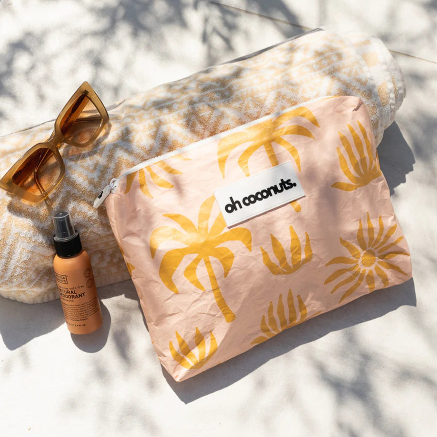 Beach Pouch | Large | Pink Palms