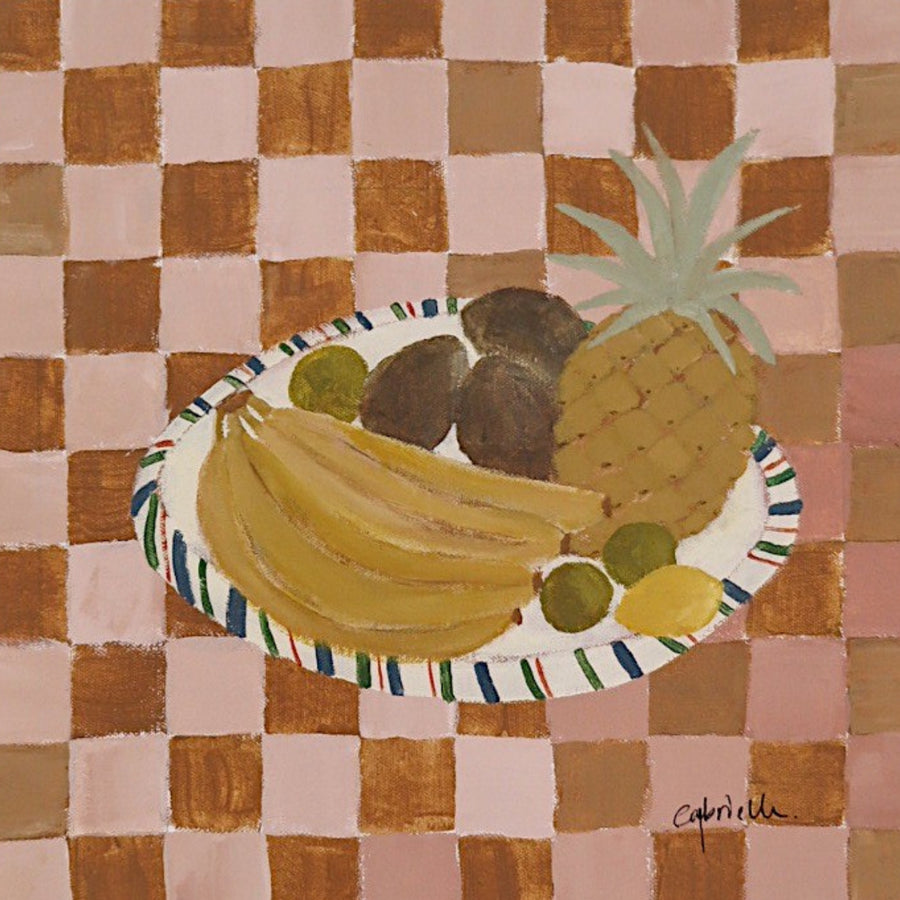 Fruit Plate on Checkerboard - Limited Edition Art Print