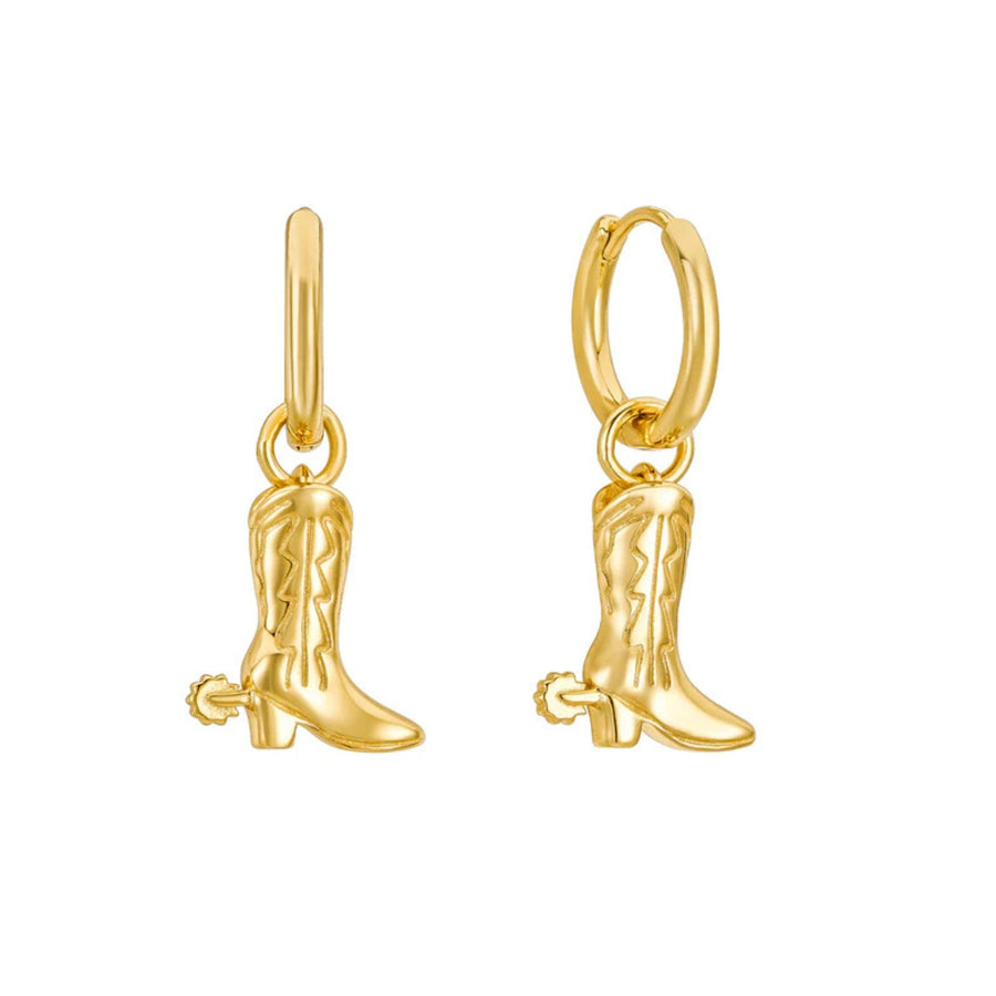 Gold Cowboy Boot Hoops