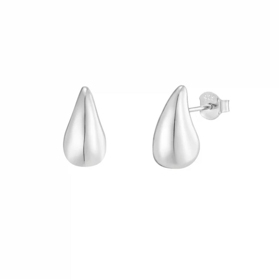 SILVER WATER DROP STUDS