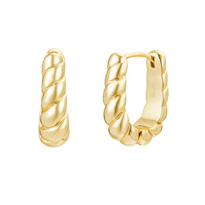 GOLD CHUNKY TWIST TAPERED HOOP EARRING