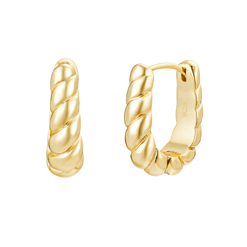 GOLD CHUNKY TWIST TAPERED HOOP EARRING