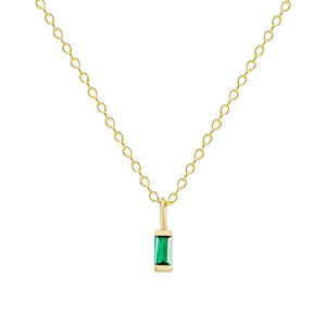May Gold Birthstone Charm Necklace