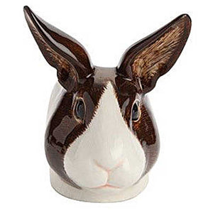 Brown and White Dutch Rabbit Face Egg Cup