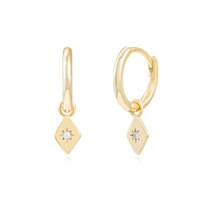 Gold Diamond Star Pendant Earrings