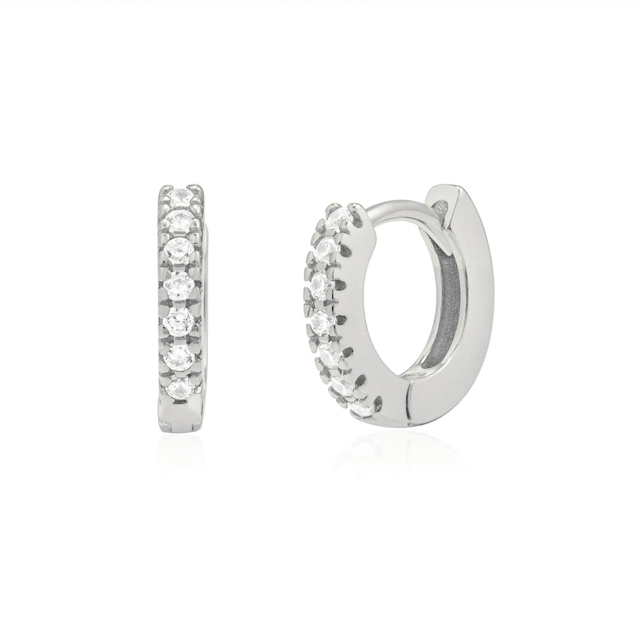 Silver CZ Pave Hoops