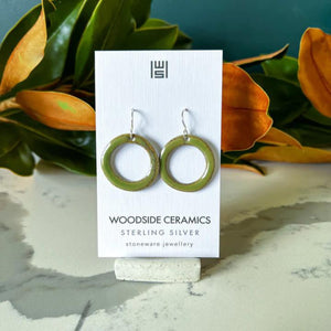 Eucalypt Green Hoop Handmade Ceramic Earrings