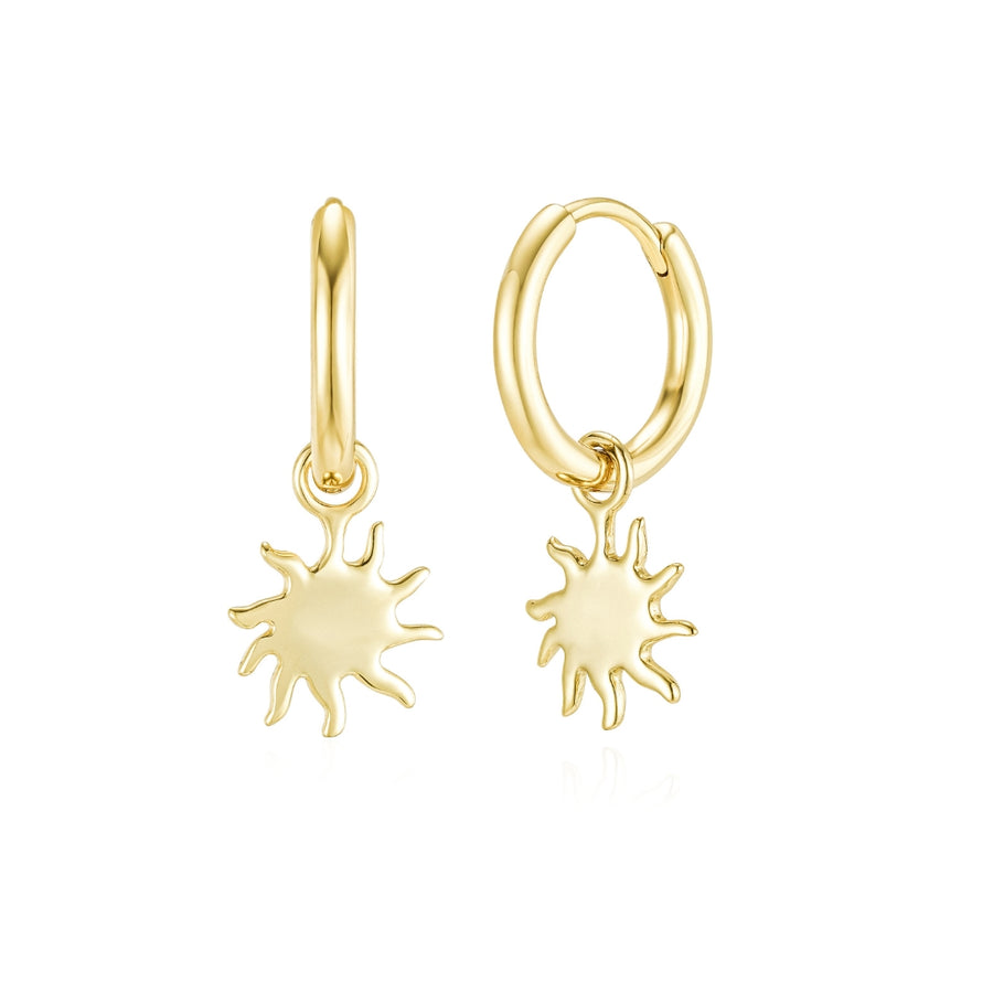 Gold Sun Hoops Earrings