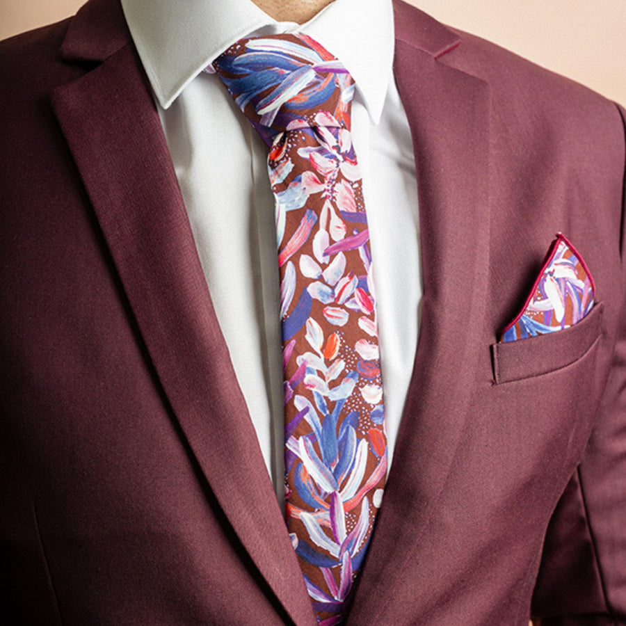 Protea Burgundy Tie