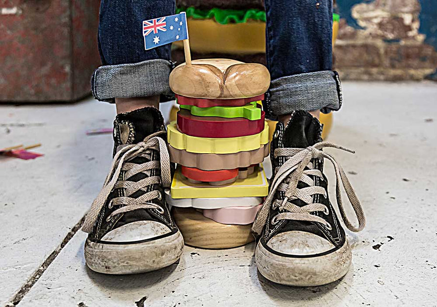 Iconic Wooden Stacking Burger