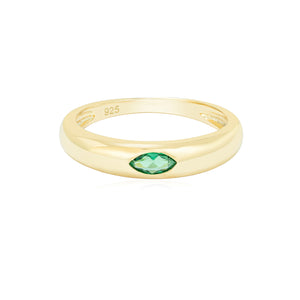 Gold Emerald Dome Ring