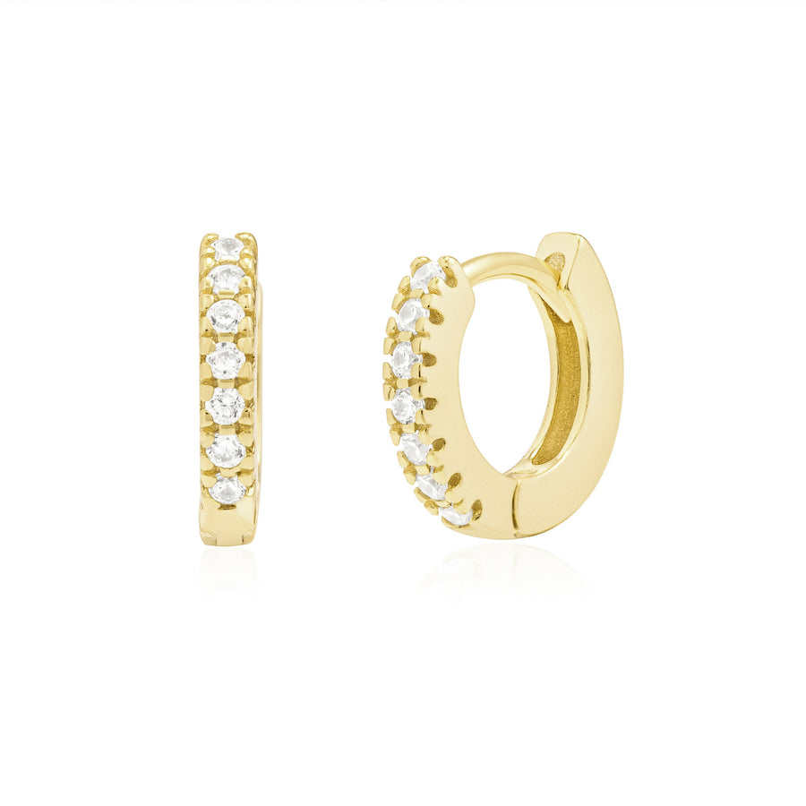 Gold CZ Pave Hoops