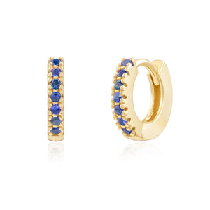 Gold Sapphire CZ Stone Hoops