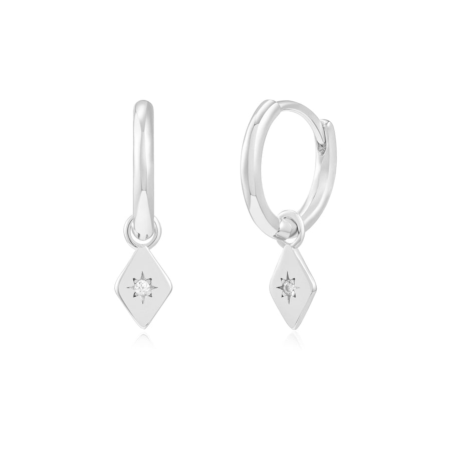 Silver Diamond Star Pendant Earrings